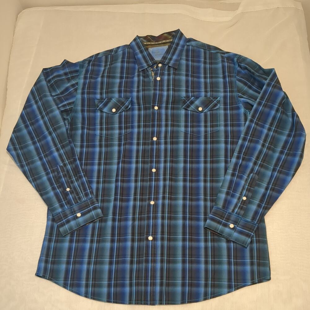Age Of Wisdom Pearl Snap Button Front Long Sleeve Shirt Men’s XL Western New
